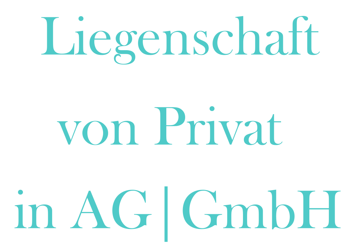 Logo with turquoise typographic text reading "Liegenschaft von Privat in AG | GmbH"